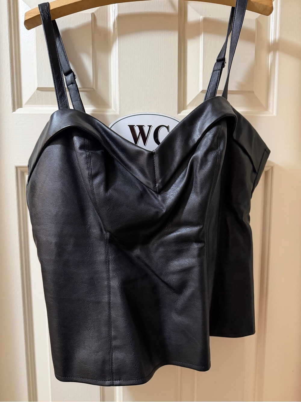 Vixen by Micheline Pitt Black Faux Leather top